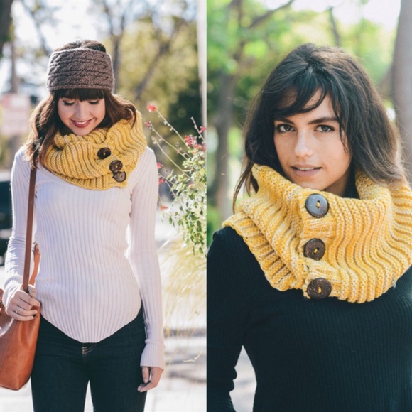 Bellanblue Accessories - MUSTARD LOVE Knit Infinity scarf